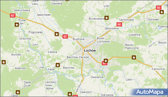 mapa Łochów powiat węgrowski, Łochów powiat węgrowski na mapie Targeo