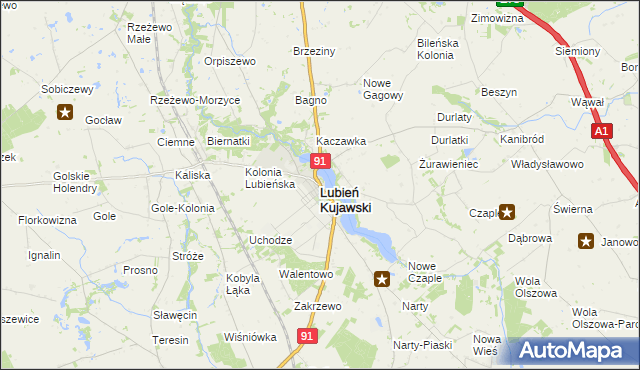 mapa Lubień Kujawski, Lubień Kujawski na mapie Targeo