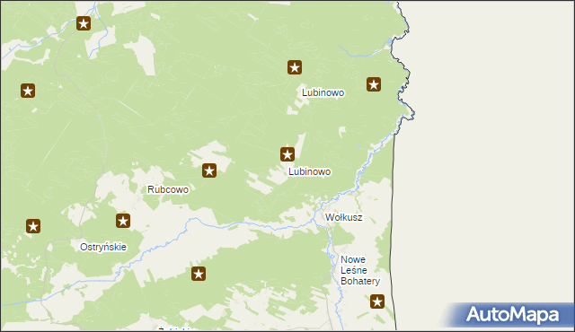 mapa Lubinowo gmina Lipsk, Lubinowo gmina Lipsk na mapie Targeo