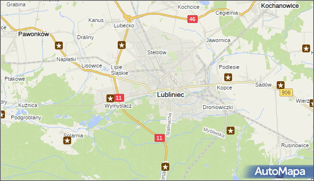 mapa Lubliniec, Lubliniec na mapie Targeo