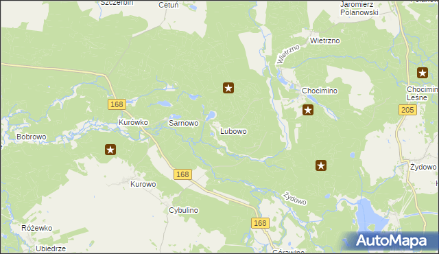 mapa Lubowo gmina Bobolice, Lubowo gmina Bobolice na mapie Targeo