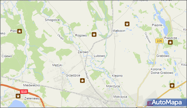 mapa Lubowo gmina Stargard, Lubowo gmina Stargard na mapie Targeo