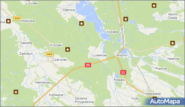 mapa Ludwików gmina Przygodzice, Ludwików gmina Przygodzice na mapie Targeo
