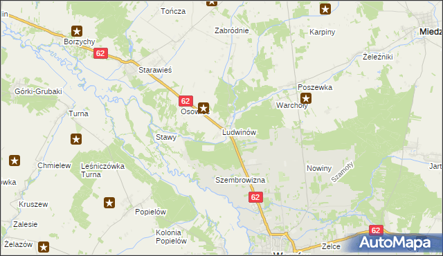mapa Ludwinów gmina Liw, Ludwinów gmina Liw na mapie Targeo