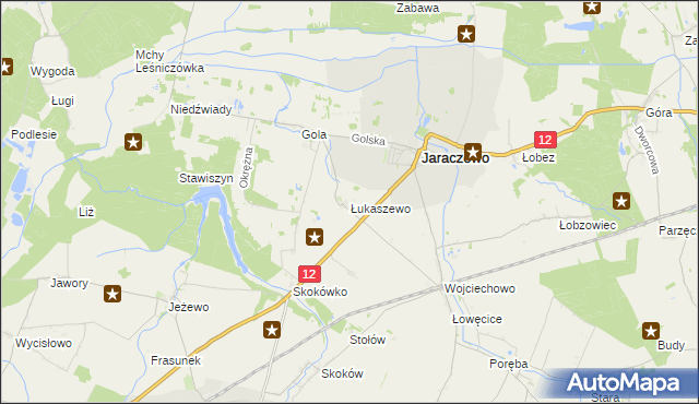 mapa Łukaszewo gmina Jaraczewo, Łukaszewo gmina Jaraczewo na mapie Targeo