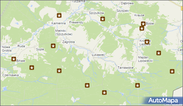 mapa Łukawiec gmina Wielkie Oczy, Łukawiec gmina Wielkie Oczy na mapie Targeo