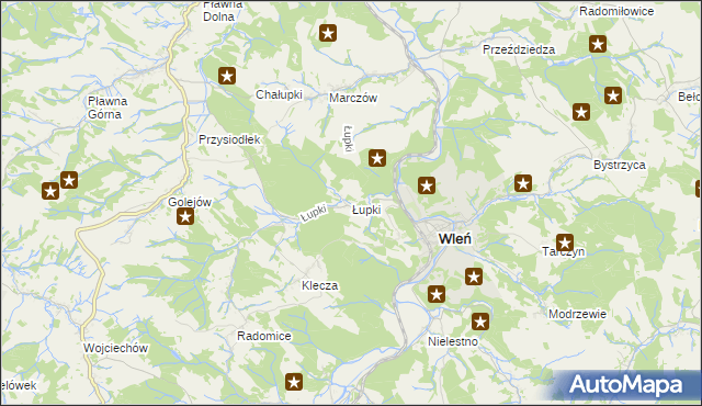 mapa Łupki gmina Wleń, Łupki gmina Wleń na mapie Targeo