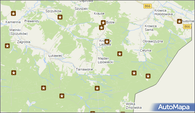 mapa Majdan Lipowiecki, Majdan Lipowiecki na mapie Targeo