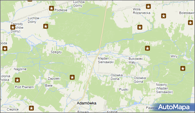 mapa Majdan Sieniawski, Majdan Sieniawski na mapie Targeo