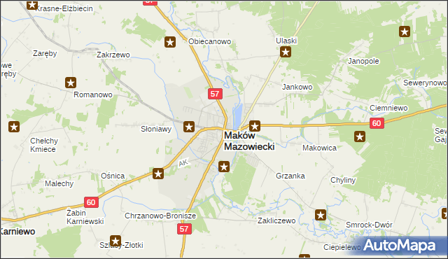 mapa Maków Mazowiecki, Maków Mazowiecki na mapie Targeo