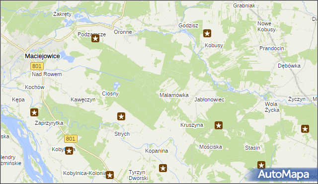 mapa Malamówka, Malamówka na mapie Targeo
