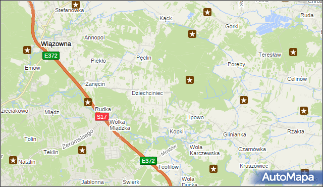 mapa Malcanów gmina Wiązowna, Malcanów gmina Wiązowna na mapie Targeo