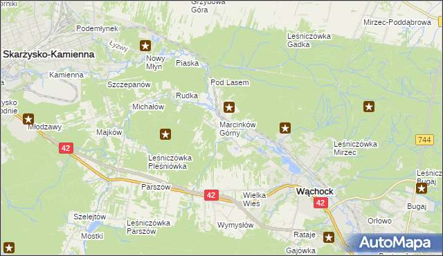 mapa Marcinków gmina Wąchock, Marcinków gmina Wąchock na mapie Targeo