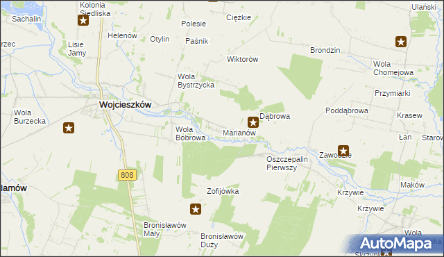 mapa Marianów gmina Wojcieszków, Marianów gmina Wojcieszków na mapie Targeo