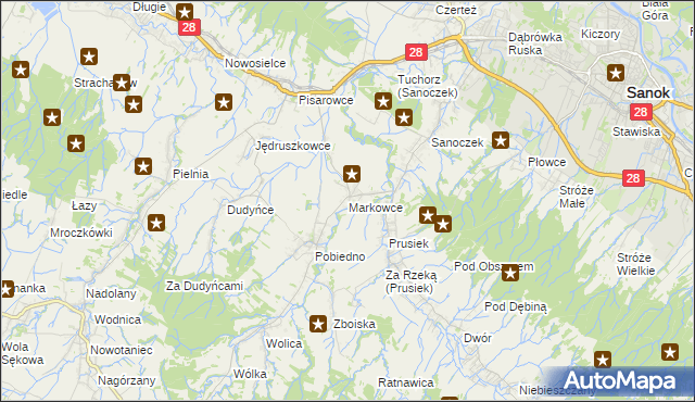 mapa Markowce, Markowce na mapie Targeo