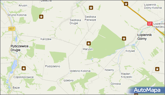 mapa Marysin gmina Fajsławice, Marysin gmina Fajsławice na mapie Targeo