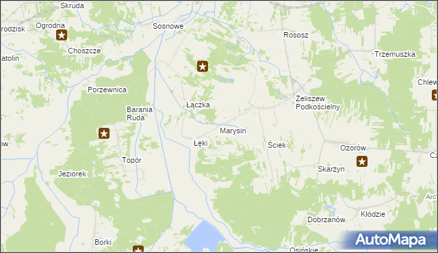 mapa Marysin gmina Kotuń, Marysin gmina Kotuń na mapie Targeo