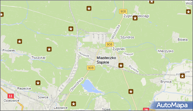 mapa Miasteczko Śląskie, Miasteczko Śląskie na mapie Targeo