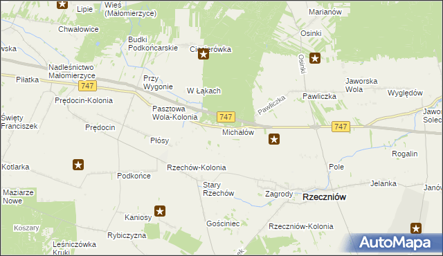 mapa Michałów gmina Rzeczniów, Michałów gmina Rzeczniów na mapie Targeo