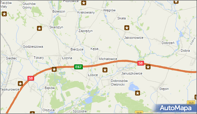 mapa Michałowice gmina Długołęka, Michałowice gmina Długołęka na mapie Targeo