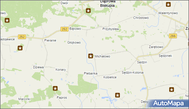 mapa Michałowo gmina Zakrzewo, Michałowo gmina Zakrzewo na mapie Targeo