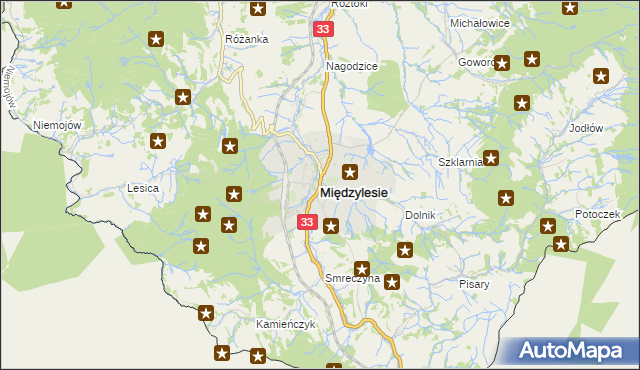 mapa Międzylesie powiat kłodzki, Międzylesie powiat kłodzki na mapie Targeo