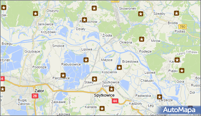 mapa Miejsce gmina Spytkowice, Miejsce gmina Spytkowice na mapie Targeo