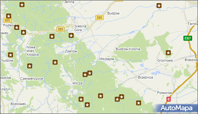 mapa Mikołajów gmina Stoszowice, Mikołajów gmina Stoszowice na mapie Targeo