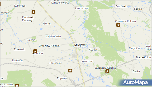 mapa Milejów powiat łęczyński, Milejów powiat łęczyński na mapie Targeo