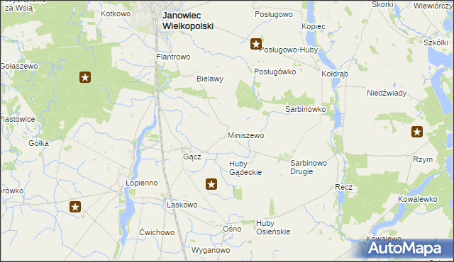 mapa Miniszewo, Miniszewo na mapie Targeo