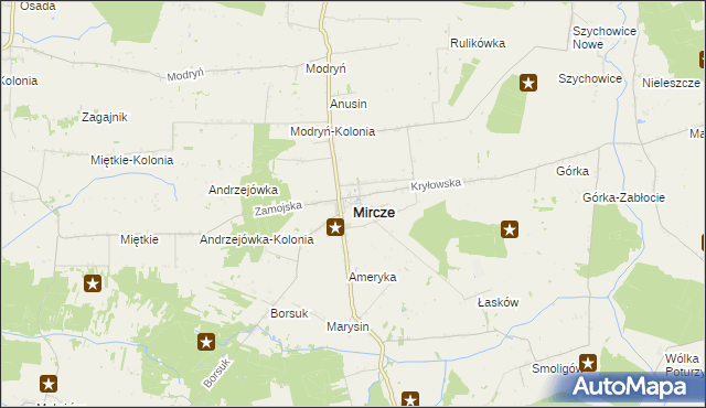 mapa Mircze, Mircze na mapie Targeo