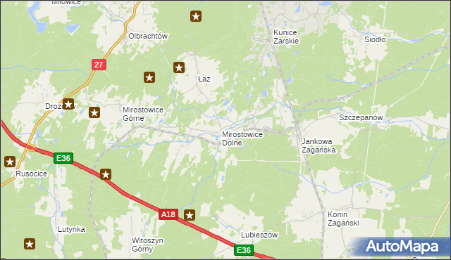 mapa Mirostowice Dolne, Mirostowice Dolne na mapie Targeo