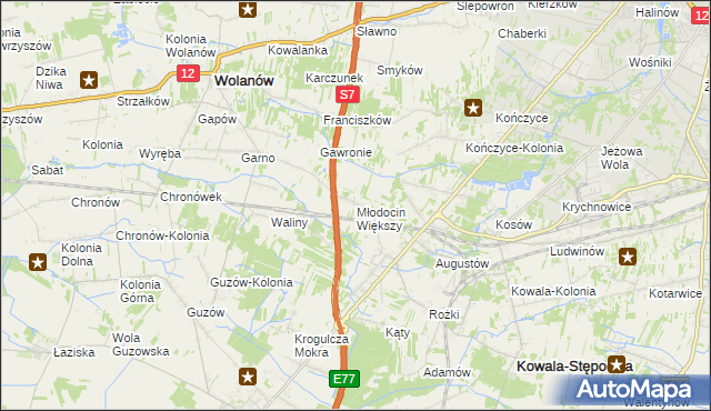 mapa Młodocin Większy, Młodocin Większy na mapie Targeo