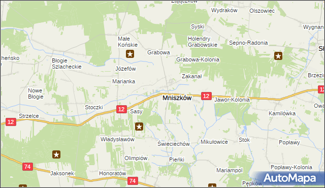 mapa Mniszków powiat opoczyński, Mniszków powiat opoczyński na mapie Targeo