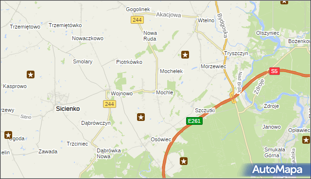 mapa Mochle, Mochle na mapie Targeo