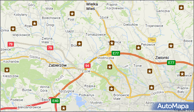 mapa Modlniczka, Modlniczka na mapie Targeo