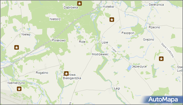 mapa Modrzewiec, Modrzewiec na mapie Targeo