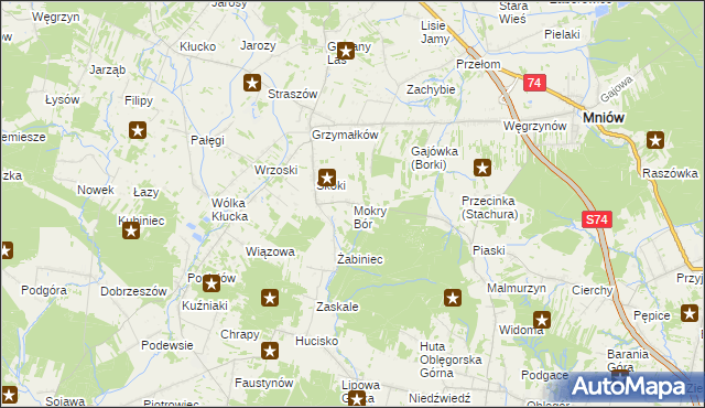 mapa Mokry Bór, Mokry Bór na mapie Targeo