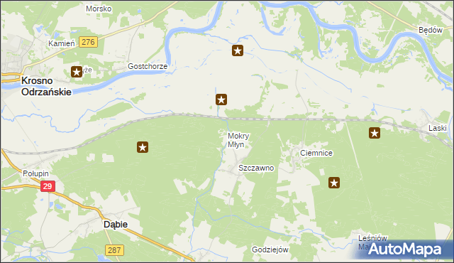 mapa Mokry Młyn, Mokry Młyn na mapie Targeo
