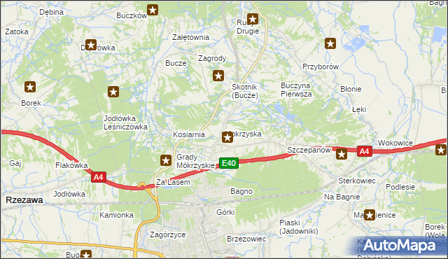 mapa Mokrzyska, Mokrzyska na mapie Targeo