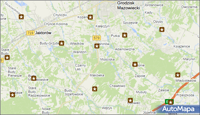 mapa Mościska gmina Grodzisk Mazowiecki, Mościska gmina Grodzisk Mazowiecki na mapie Targeo