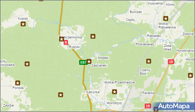 mapa Mostek gmina Wasilków, Mostek gmina Wasilków na mapie Targeo