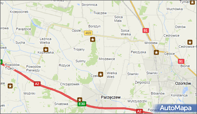mapa Mrożewice, Mrożewice na mapie Targeo