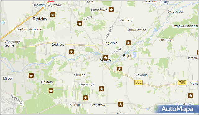 mapa Mstów powiat częstochowski, Mstów powiat częstochowski na mapie Targeo