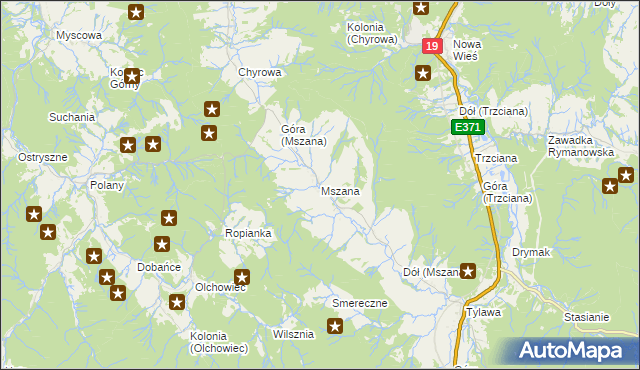 mapa Mszana gmina Dukla, Mszana gmina Dukla na mapie Targeo