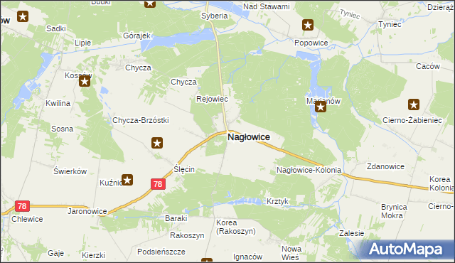 mapa Nagłowice, Nagłowice na mapie Targeo