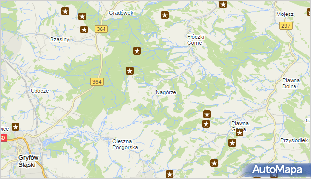 mapa Nagórze gmina Lwówek Śląski, Nagórze gmina Lwówek Śląski na mapie Targeo