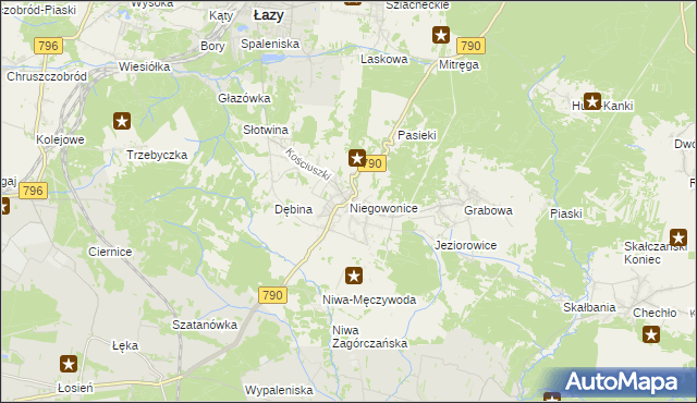 mapa Niegowonice, Niegowonice na mapie Targeo