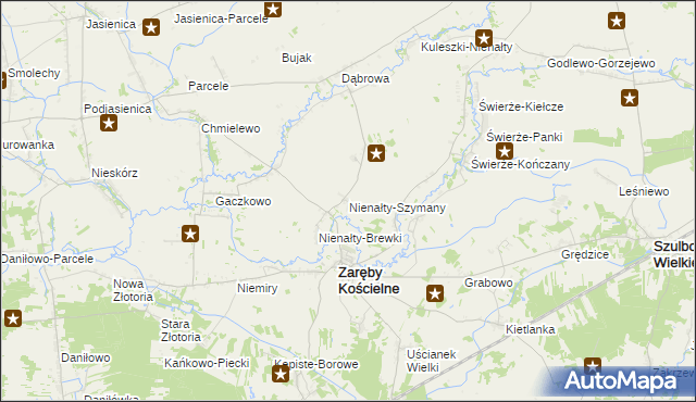 mapa Nienałty-Szymany, Nienałty-Szymany na mapie Targeo