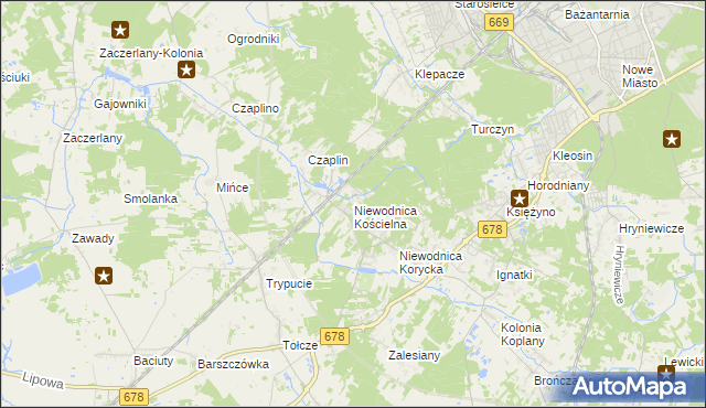 mapa Niewodnica Kościelna, Niewodnica Kościelna na mapie Targeo